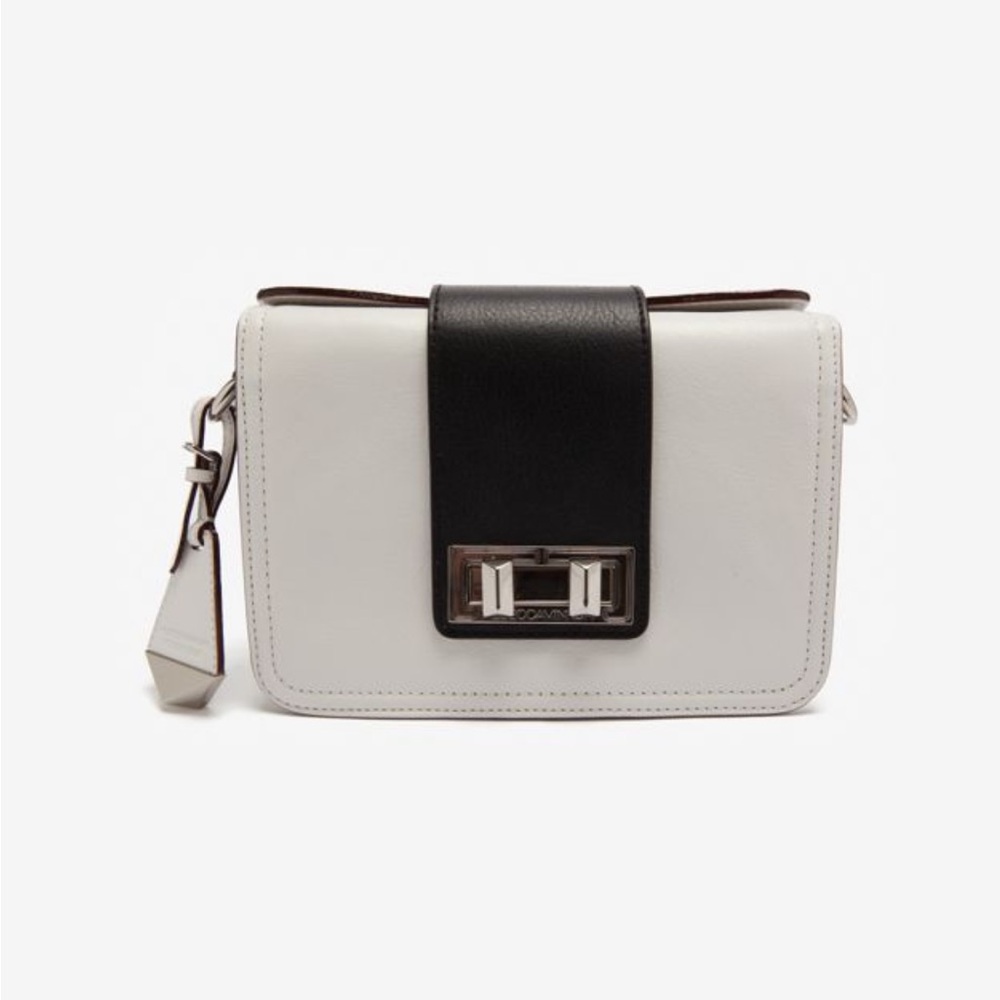 Rebecca Minkoff Clutch Colorblock Box Purse Handbag Cream Black